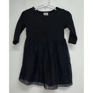 Wonder Nation Toddler Girls Tulle Dress Size 2T Black Long Sleeve Cotton Stretch